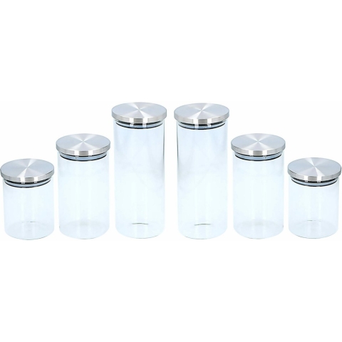 Set van 9x stuks glazen voorraadpotten/snoeppotten -
