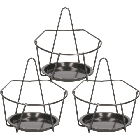 Balkon bloempothouder - 3x - bloembak met ophanging - zwart metaal - 17 x 18 x 17 cm - rond -