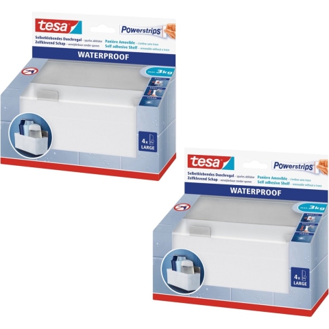 2x Tesa shampoo/zeep rekjes RVS badkamerbenodigdheden -