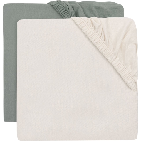 Hoeslaken Junior Jollein 70x140 Jersey Sea Green/Ivory 2st