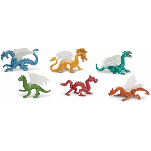 Speelgoed figuur setje draken - 6x stuks - mytische dieren - kunststof - 5 cm -