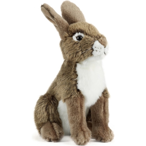 Living Nature - Pluche konijn/haas - bruin - 30 cm - knuffel - zittend - speelgoed -