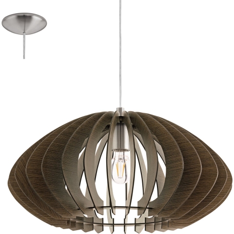 EGLO Cossano 2 - Hanglamp - 1 Lichts - Nikkel-Mat - Donkerbruin