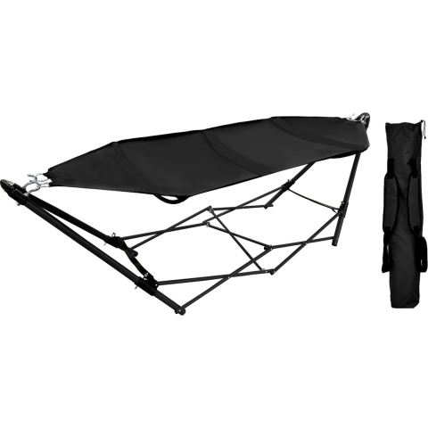 Opvouwbare Hangmat - Zwart - 245x80x70 cm - Inclusief Draagzak