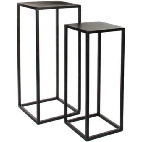 GOA Bijzettafel Zwart– 30x30x70 cm – Industriële Stijl – Metaal