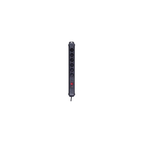 Perel Stekkerdoos met schakelaar, overspannings- en overbelastingsbeveiliging, 6 stopcontacten met penaarde (type E), kabel 1.5 m, 3G1.5, IP20, zwart