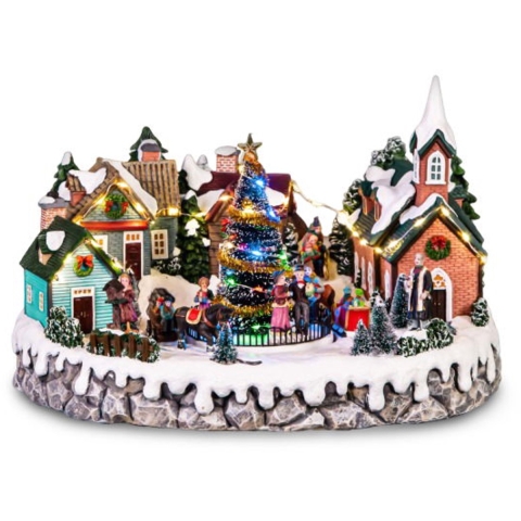 Kerstdorp Met Verlichte Kerstboom - Oosterik home