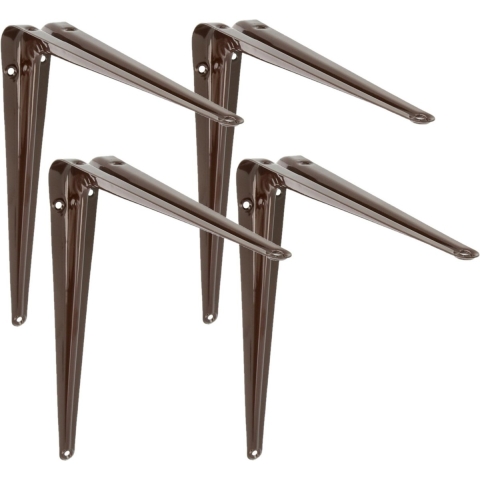 AMIG Plankdrager/planksteun van metaal - 4x - gelakt bruin - H400 x B350 mm -