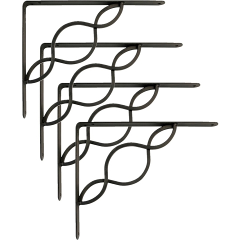AMIG Plankdrager/steun/beugel Decoratief - 4x - metaal - zwart - H150 x B125 mm - Tot 195 kg -