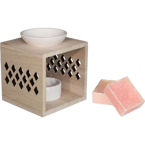 Amberblokjes/geurblokjes cadeauset - roos geur - inclusief geurbrander -