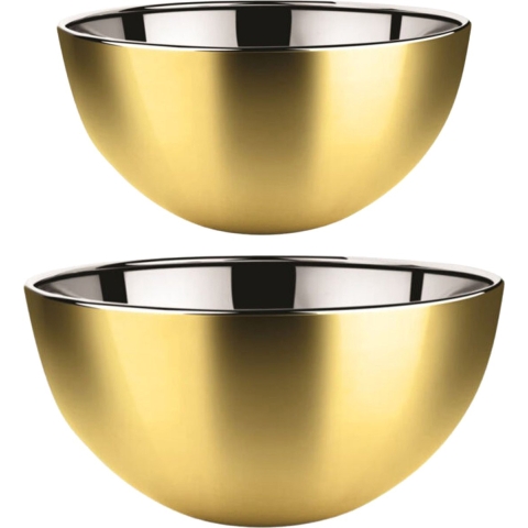 Salade/serveer schalen - goud - RVS - 29 en 23 cm - serveerschalen - keuken accessoires -