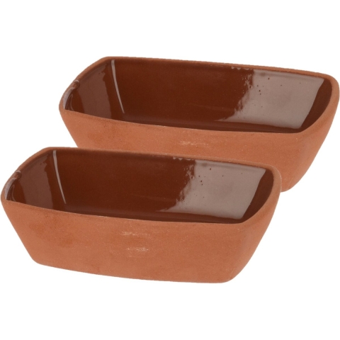 Tapasschaaltje/serveerschaaltje - 6st - Terracotta - 170ml 13x9x3,5cm -