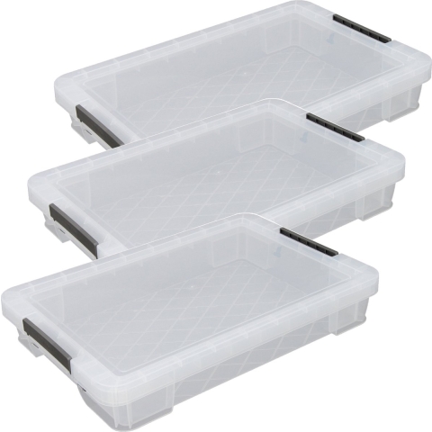 Allstore Opbergbox - 3x stuks - 12 liter - Transparant - 55 x 36 x 9 cm -