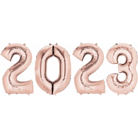 Helium/folie Ballonnen - 2023 - rose goud - 88 cm -