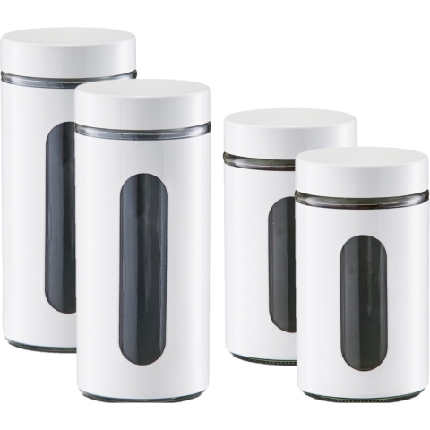 Set van 4x keuken voedsel opslag voorraadpotten ivoor wit in 2 formaten -