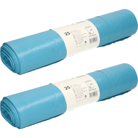 50x stuks afvalzakken/vuilniszakken - 120 liter - blauw - Containerzakken -