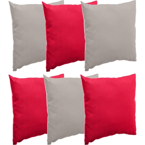 Bank/sier/tuin kussens voor binnen/buiten set 6x stuks rood/taupe 40 x 40 cm -