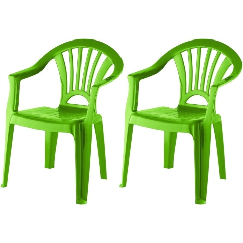 2x stuks kinderstoelen groen kunststof 37 x 31 x 51 cm -