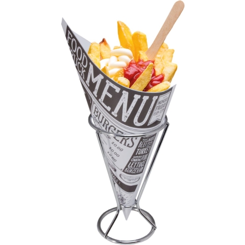 Bellatio Design Frietzakhouder - 2x - incl. 40 frietzakjes - 9 x 16 cm - patathouder - serveren -