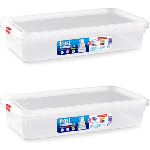 Vershoudbakje - 5x - met deksel - 32 x 18 x 7 cm - 2.3L - meal prep bakjes -