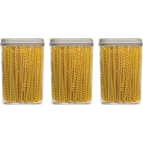 Voedselcontainer strooibus - 3x - beige - 1500 ml - kunststof - 15 x 8 x 23 cm - voorraadpot -