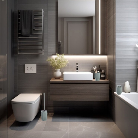 Badkamer/toilet set Stripes - 3x stuks - kunststeen - groen - streep design -