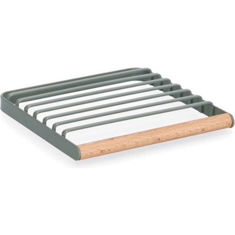 Pannenonderzetter - 4x - groen - metaal/hout - 18 x 18 cm - hittebestendige onderzetter -