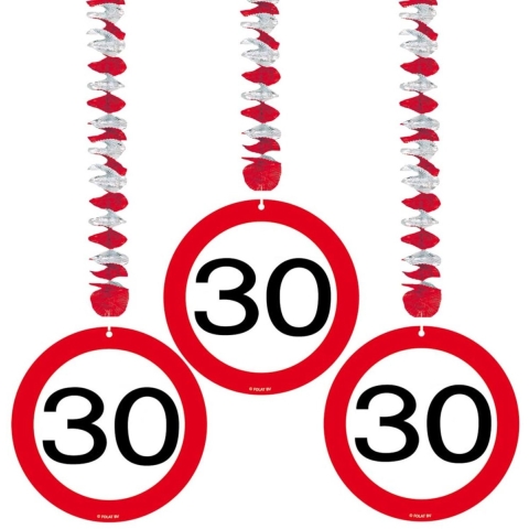 15x stuks Rotorspiralen 30 jaar versiering verkeersborden -