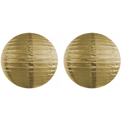 Set van 10x stuks luxe bol vorm feest lampionnen goud 35 cm -
