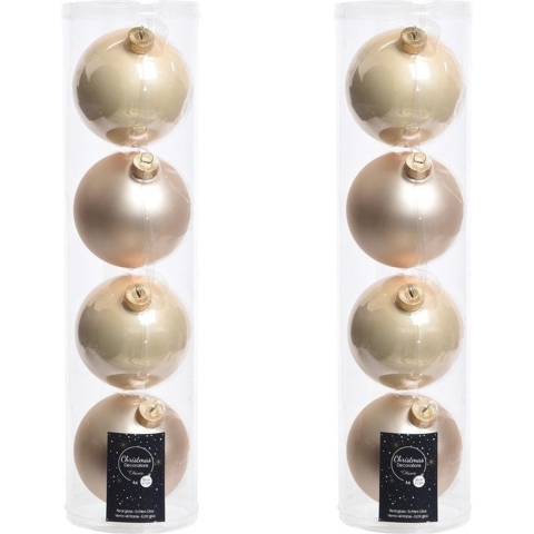 Decoris kerstballen - 8x st - licht champagne - D10 cm - glas - kerstversiering -