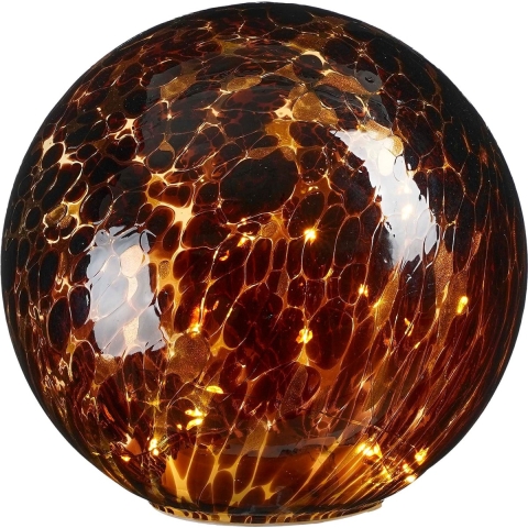 House of Seasons Deco Bal met LED Verlichting - H20 xØ20 cm - Glas - Bruin