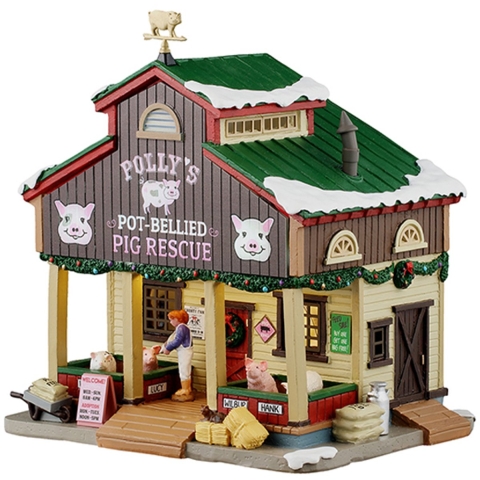 Kerstdorpminiatuur Polly's Pot-bellied Pig Rescue 19x26x27 cm - Lemax