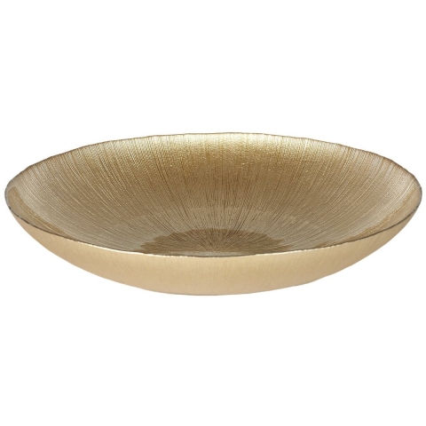 Salade serveer schaal - Fruitschaal/fruitmand - Glas - D40 x H6 cm - goud -