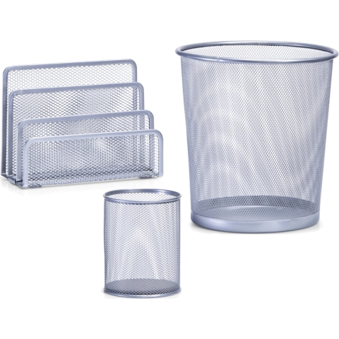 Thuis kantoor luxe bureau inrichting set 3-delig metaal zilver-kleurig -