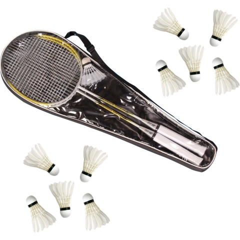 Badminton set voor volwassenen met 11x shuttles en opbergtas -