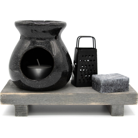 Amberblokjes/geurblokjes cadeauset 4-delig - musk geur - inclusief geurbrander en rasp -