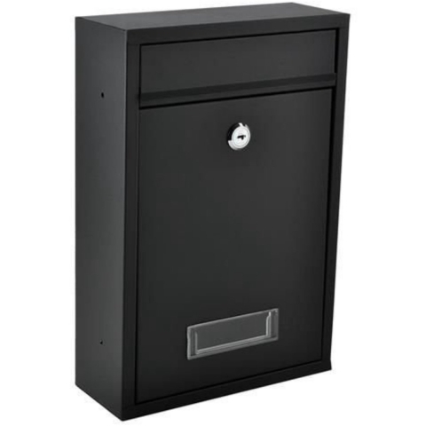 Malatec Brievenbus - zwart - staal - 32 x 21 cm - met slot/sleutel - post - kranten brievenbus -