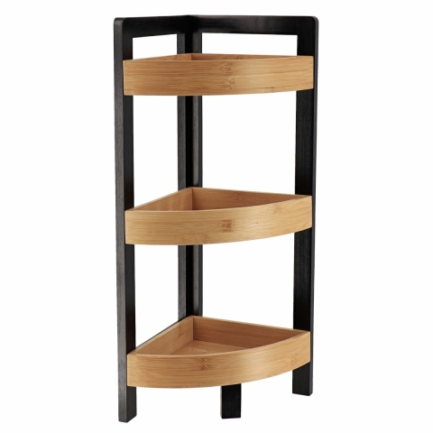 Hoekkast met 3 planken - hout / zwart?- 61 x 23 cm - opbergkast / wandkast -
