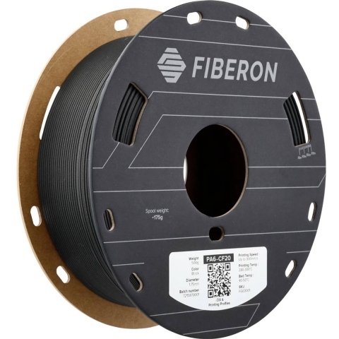Polymaker FG03001 Fiberon™ PA6-CF20 Filament PA6-CF Koolstofvezelversterkt, Hittebestendig, Niet-trekkend 1.75 mm 500 g Zwart 1 stuk(s)
