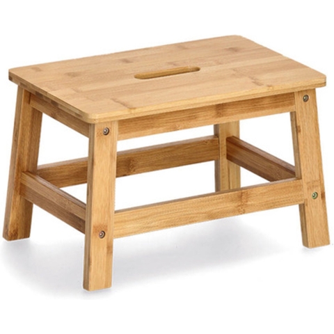 Voetenbankje/krukje - bamboe - 38 x 26 x 25 cm - draagvermogen 100 kilo - opstapje -
