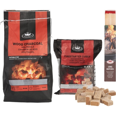 Fancy Flames BBQ aanmaakset - houtskool - aanmaakblokjes - lucifers XL -