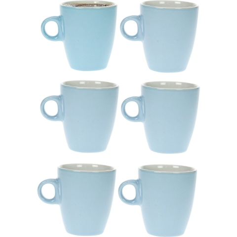 Cosy & trendy Koffiekopjes/bekers - 6x - blauw - 190 ml - Keramiek - Glans finish -