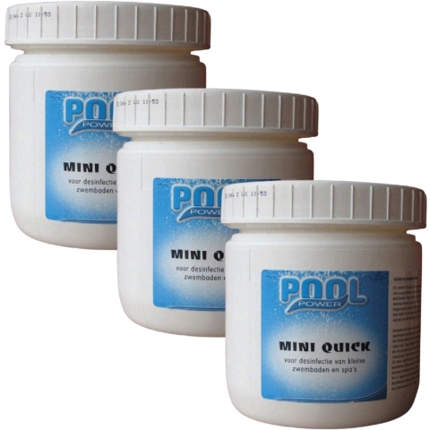 Pool Power Chloortabletten - 540x st - 2,7 cm - mini quick tabletten - traag oplosbaar - voor kleine -