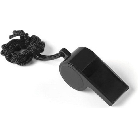 Fluitjes van kunststof - Multipack van 40x stuks - zwart - aan koordje - herrie maken - sport -