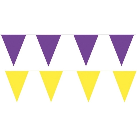 Gele/Paarse feest punt vlaggetjes pakket 200 meter -
