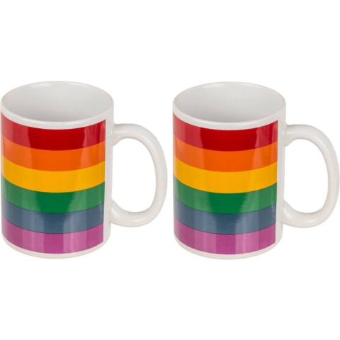 Koffiemok/drinkbeker - 4x - Pride/regenboog thema kleuren - keramiek - 9 x 8 cm -