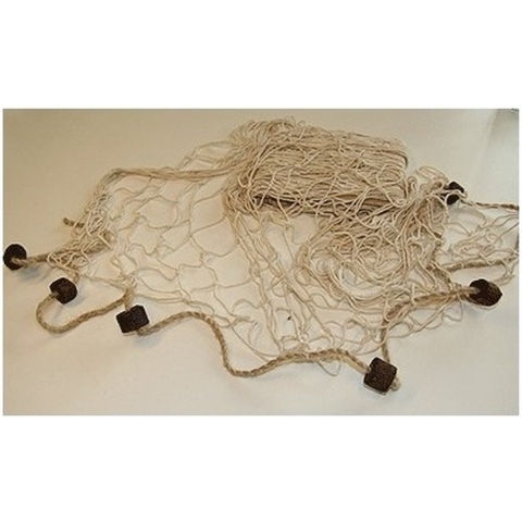 Deco visnet met kurken - 3x - 200 x 150 cm - Naturel kleur - strand thema decoratie net -
