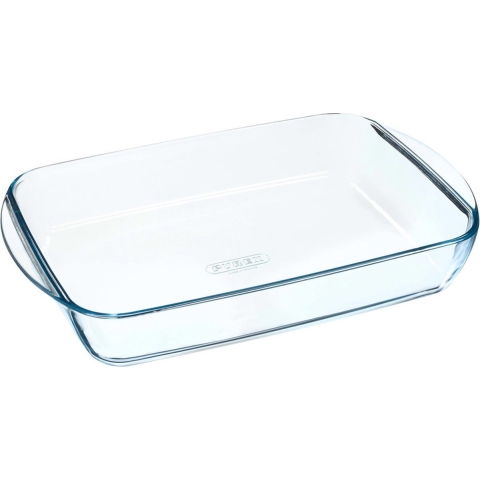 2x Rechthoekige glazen ovenschaal 2,6 liter 35 x 23 x 5 cm -
