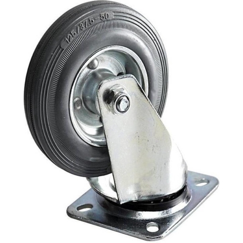 Benson Zwenkwieltje - 4x - rubber zwart - 125 mm - draagkracht 100 kg -