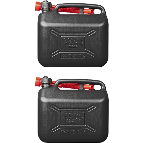 Pro Plus jerrycan/benzinetank - 2x - zwart - 10 liter - Voor benzine/diesel -